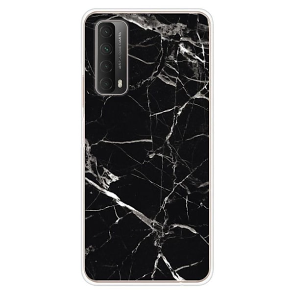 Tryckt silikonfodral som är kompatibelt med Huawei P Smart 2021 Marble Black Transparent