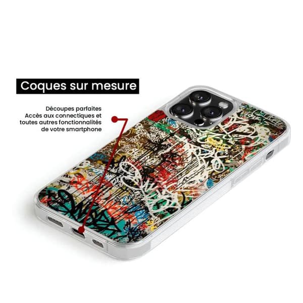 Siliconförstärkt skal med tryck kompatibelt med Apple iPhone 13 Pro Max Graffiti 1 Transparent