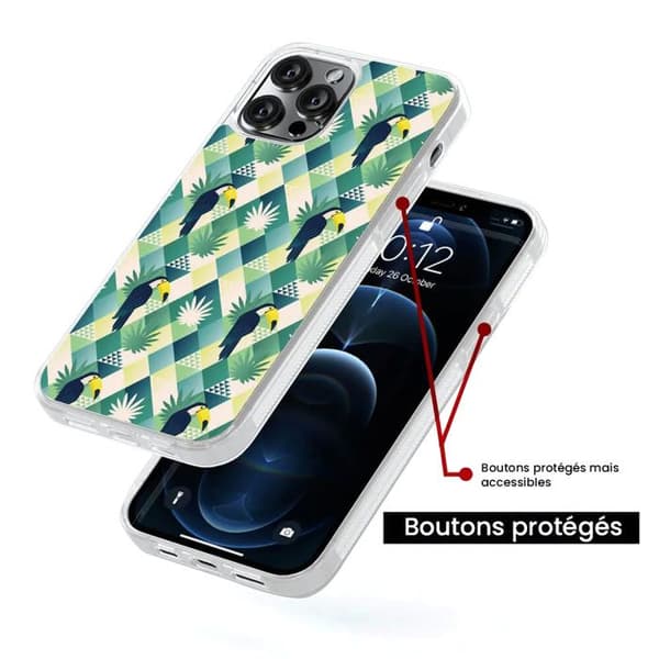 Förstärkt silikonfodral tryckt kompatibelt med Apple iPhone 16 Tukan diamant Transparent