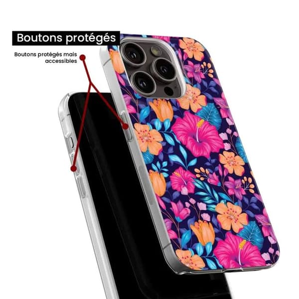 Silikonskal - Kompatibel med Apple iPhone 13 Pro - design med exotiska blommor Transparent