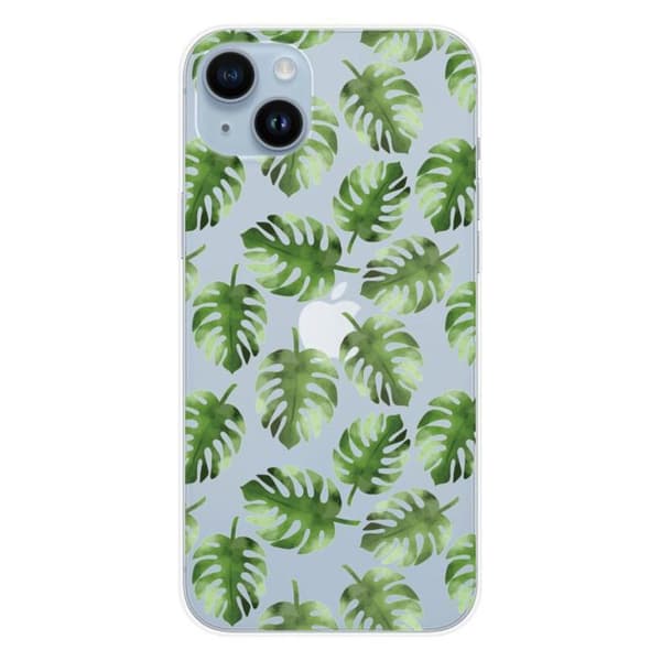Siliconfodral - Kompatibel med Apple iPhone 15 Plus - design med monsterablad Transparent
