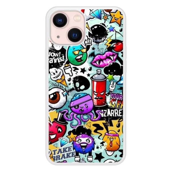 Coque i silikonförstärkt tryckt kompatibel med Apple iPhone 13 Mini Graffiti 2 Transparent
