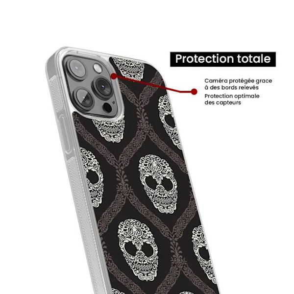 Förstärkt silikonfodral med tryck kompatibelt med Apple iPhone 16 Plus Blommig dödskalle Transparent
