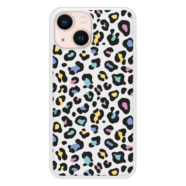 Förstärkt silikonfodral med tryck kompatibelt med Apple iPhone 13 Mini Färgglad leopard Transparent