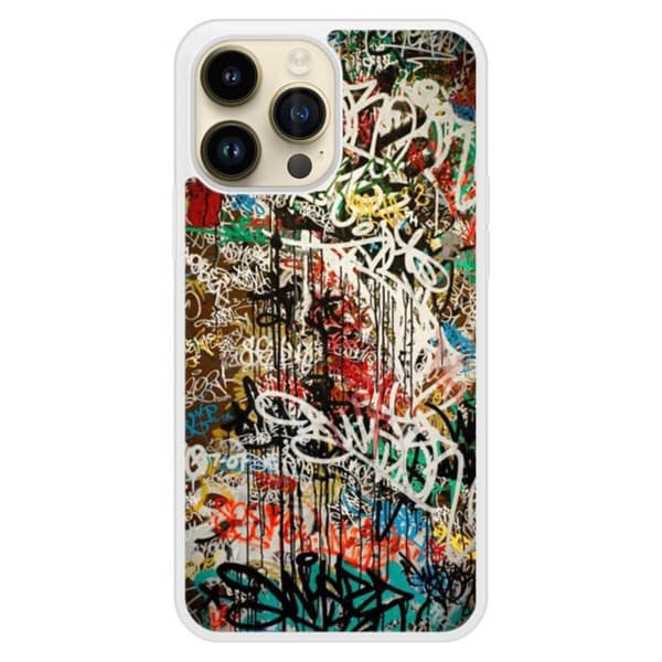 Förstärkt silikonhölje med tryck kompatibel med Apple iPhone 14 Pro Max Graffiti 1 Transparent
