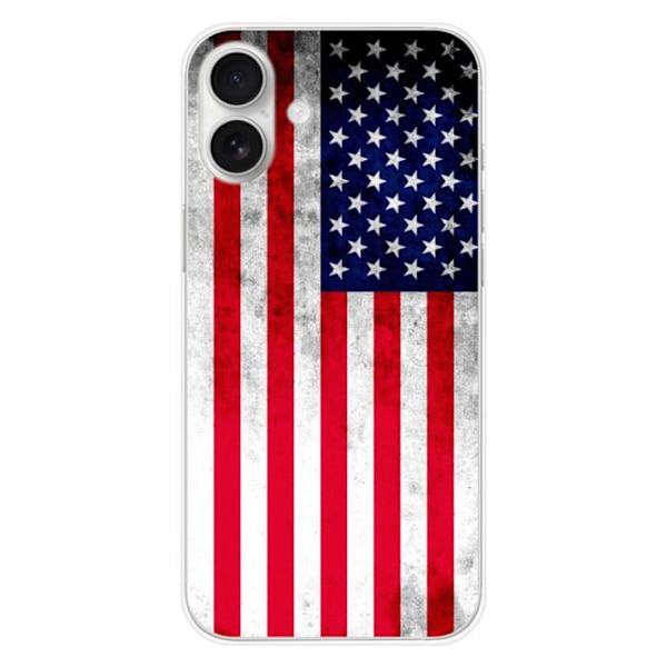 Siliconefodral - Kompatibel med Apple iPhone 16 Plus - design med USA:s flagga Transparent