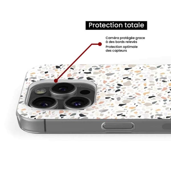 Tryckt silikonfodral som är kompatibelt med Apple iPhone 16 Plus Terrazzo färg Transparent