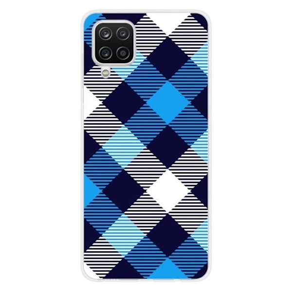 Tryckt silikonfodral kompatibelt Samsung Galaxy A12 5G Tartan Blue