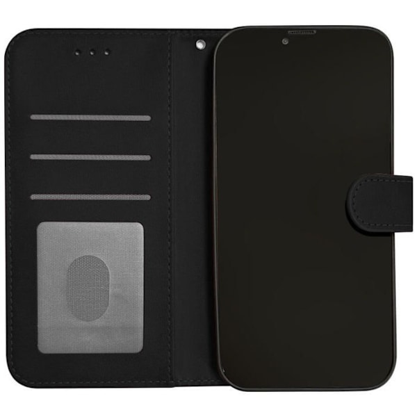 Fodral med flik - Apple - iPhone 16 - Syntetiskt läder svart - Magnetstängning - Inbyggt stativ svart
