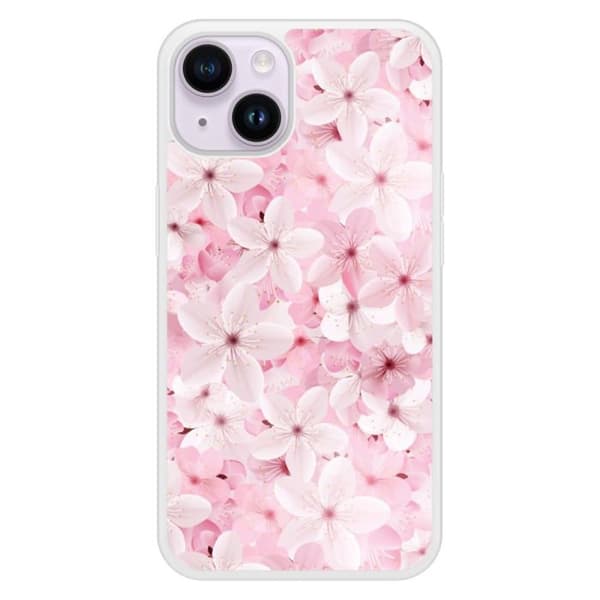 Förstärkt silikonfodral med tryck kompatibel med Apple iPhone 14 Sakura Transparent