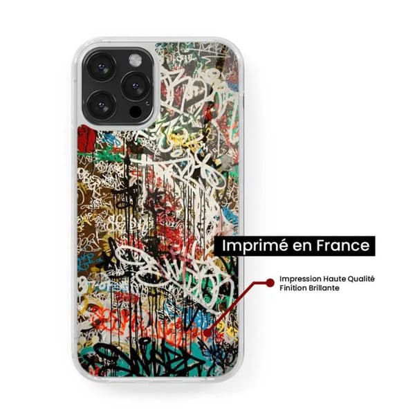 Siliconförstärkt skal med tryck kompatibelt med Apple iPhone 13 Pro Max Graffiti 1 Transparent