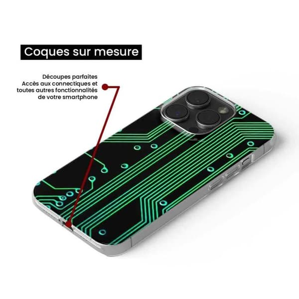 Siliconfodral - Kompatibel med Apple iPhone 15 Plus - design med geek-kretsstruktur Transparent