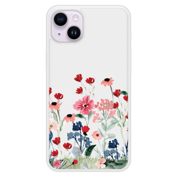 Siliconeförstärkt skal med tryck kompatibelt med Apple iPhone 15 Plus Blommig vår Transparent