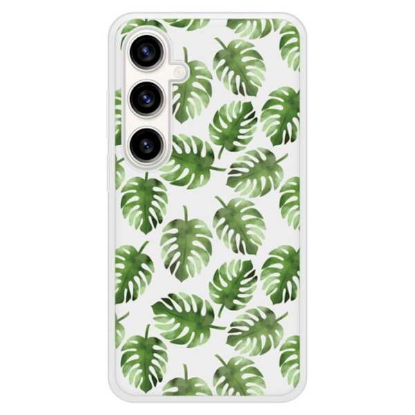 Silkonförstärkt skal med tryck kompatibelt med Samsung Galaxy S23 FE Monstera blad Transparent
