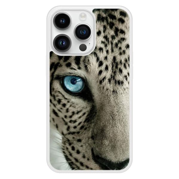 Förstärkt silikonfodral med tryck kompatibelt med Apple iPhone 14 Pro Leopardöga Transparent