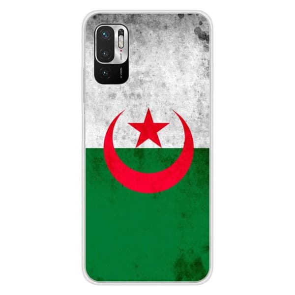 1001Coques - Silikonfodral kompatibelt med Xiaomi Redmi Note 10 Redmi Note 10S - Mönster Algeriets flagga - Originaldesign tryckt i Transparent