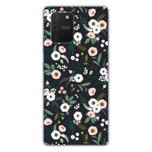 Tryckt silikonfodral kompatibelt Samsung Galaxy S10 Lite Flowers Black Transparent