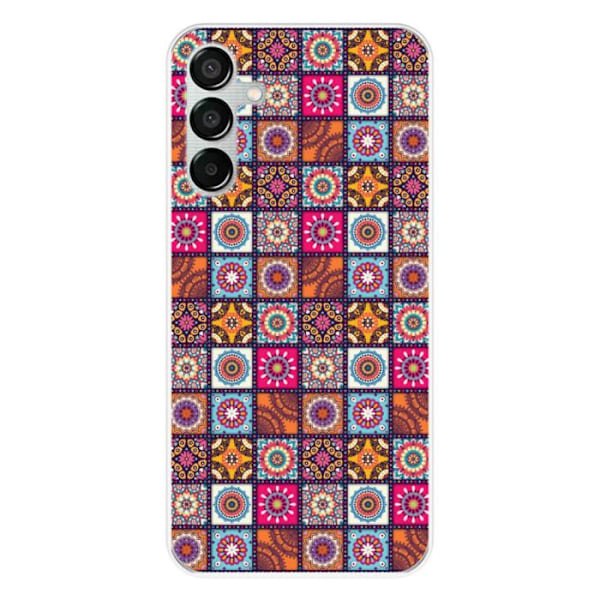 Silicone-skal med tryck - 1001 skal - Samsung Galaxy M15 5G - Patchwork Mandala - Transparent - Semi-rigid Transparent