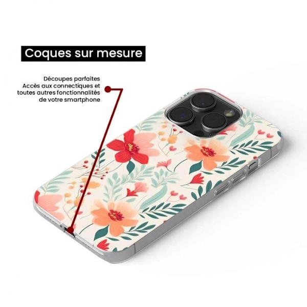 Siliconfodral med Tryck - 1001 Fodral - iPhone 15 Pro - Blommönster - Optimal Skydd - Flexibel Transparent