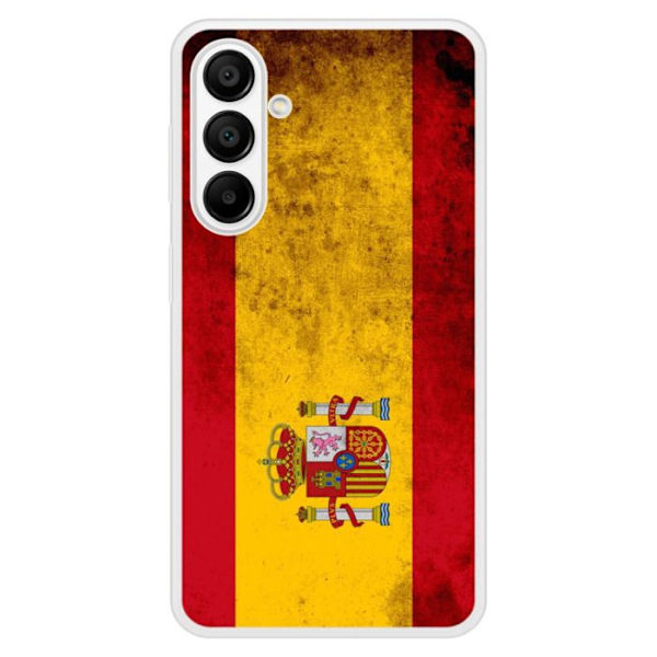 Siliconeförstärkt skal med tryck kompatibel med Samsung Galaxy A15 Spanienflagga Transparent