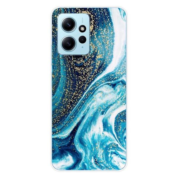 Siliconfodral - Kompatibel med Xiaomi Redmi Note 12 4G - design i blå glittrig marmor Transparent