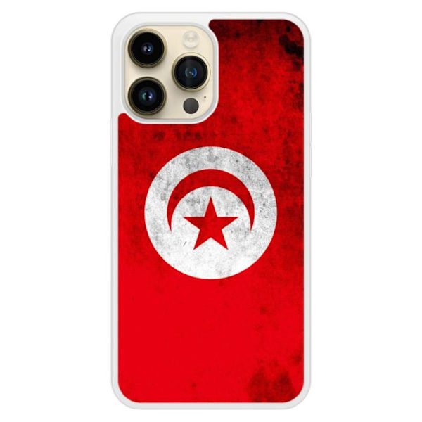 Siliconförstärkt tryckt skal kompatibelt med Apple iPhone 14 Pro Max Tunisias flagga Transparent