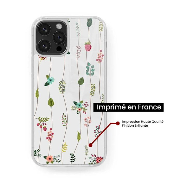 Siliconeförstärkt tryckt skal kompatibelt med Apple iPhone 13 Blommönster Transparent