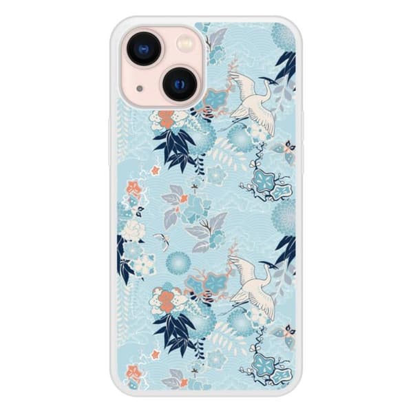 Förstärkt silikonfodral med tryck, kompatibelt med Apple iPhone 13 Mini Kimono Transparent