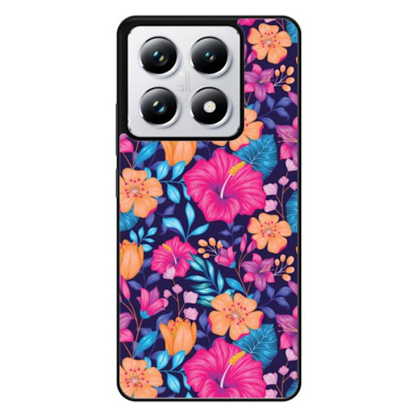 Silicone-förstärkt skal med tryck kompatibel med Xiaomi 14T 4G Exotiska Blommor Transparent