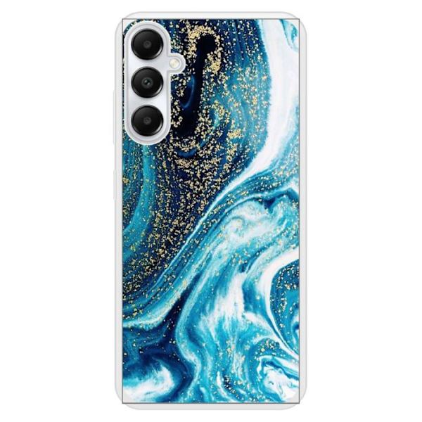 Coque i förstärkt silikon med mönster kompatibel med Samsung Galaxy A05S Marmor Blå Glitter Transparent