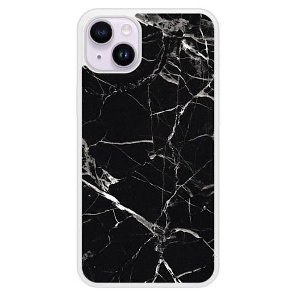 Coque i silikonförstärkt med tryck kompatibel med Apple iPhone 15 Plus Marmor Svart Transparent