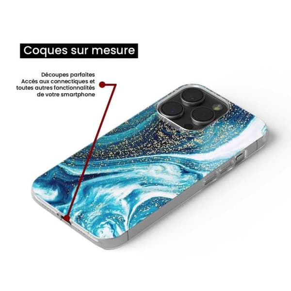 Siliconfodral - Kompatibel med Apple iPhone 15 Plus - design marmor blå glittrande Transparent
