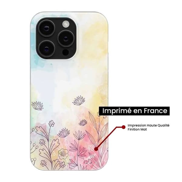 Siliconfodral - Kompatibel med Apple iPhone 13 Pro - design med akvarellblommor Transparent