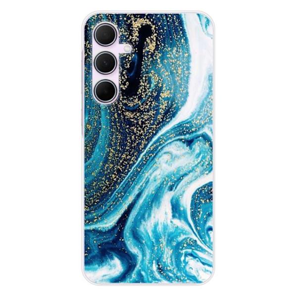 Silicone-fodral - Kompatibel med Samsung Galaxy A55 5G - design i blå glittrande marmor Transparent