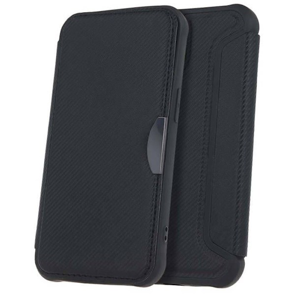 Étui Folio Smart Carbon - Samsung - Galaxy A15 - TPU - Magnetisk stängning - Videostativ svart