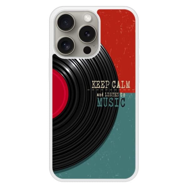 Coque i silikon förstärkt tryckt kompatibel med Apple iPhone 15 Pro Keep calm Transparent