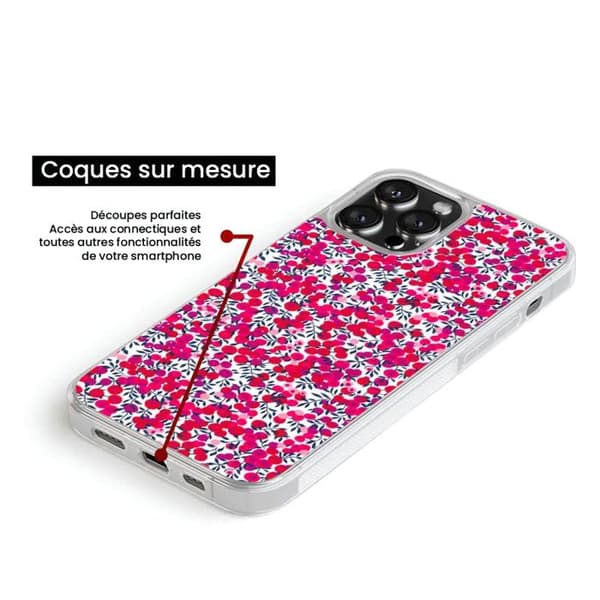 Förstärkt Silikonfodral - Apple - iPhone 14 Plus - Tryckt - Liberty Wiltshire Röd - Flexibel Transparent
