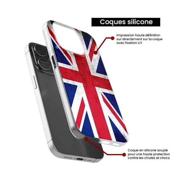 Silicone-skal med tryck kompatibel med Samsung Galaxy M15 5G England flagga Transparent