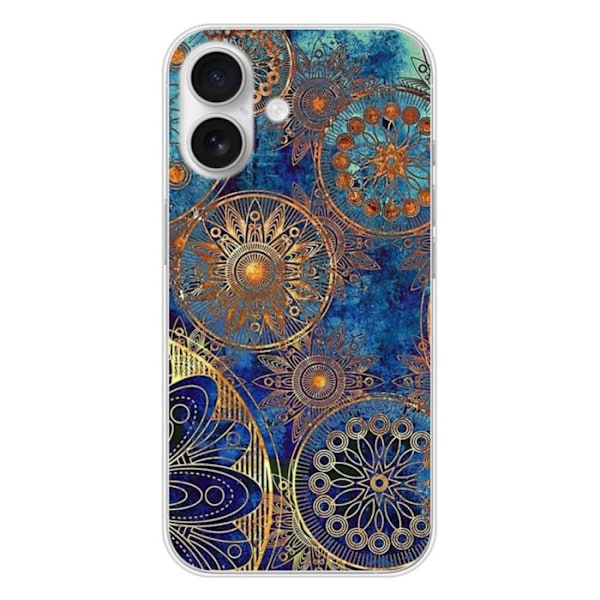Siliconfodral med tryck - 1001 skal - Apple iPhone 16 - Blå mandala - Optimalt skydd - Semihård Transparent