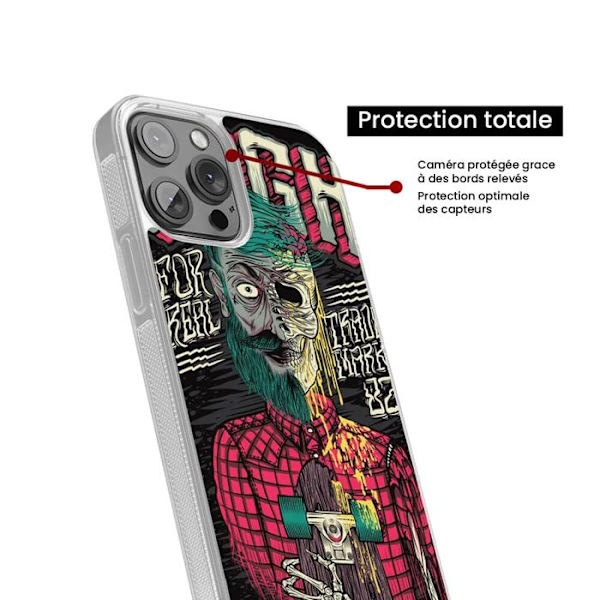Coque i silikon med förstärkning, tryckt, kompatibel med Apple iPhone 16 Plus Skull Urgh Transparent