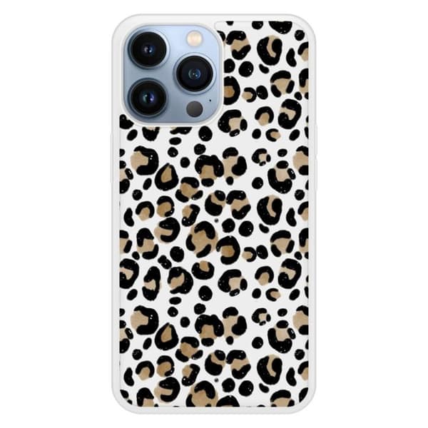 Förstärkt silikonfodral med tryck kompatibelt med Apple iPhone 13 Pro Leopard Transparent