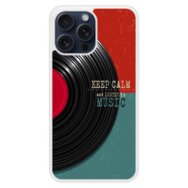 Coque i silikonförstärkt med tryck kompatibel med Apple iPhone 15 Pro Max Keep calm Transparent