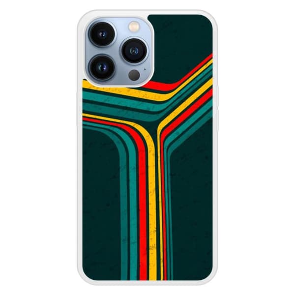 Coque i silikon med förstärkta tryck kompatibel med Apple iPhone 13 Pro Retro linjer Transparent