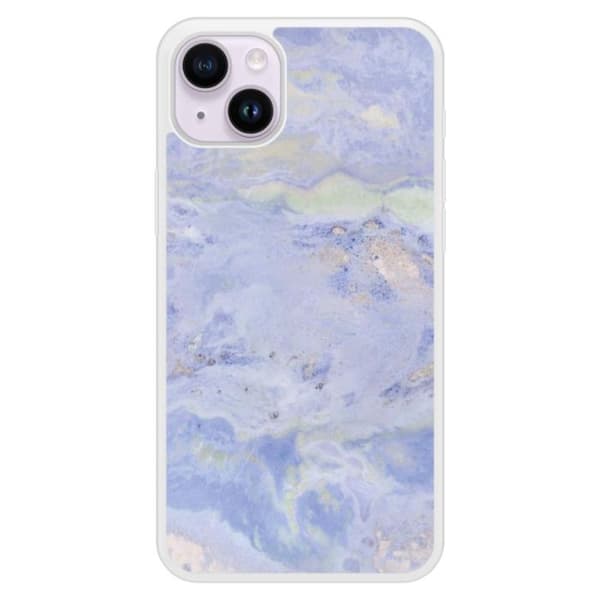 Förstärkt silikonfodral med tryck kompatibelt med Apple iPhone 15 Plus Marmor Blå Transparent
