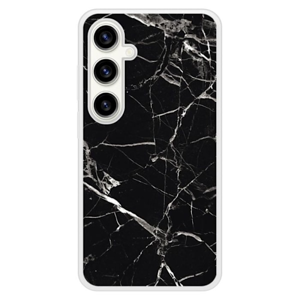 Siliconförstärkt tryckt skal kompatibel med Samsung Galaxy S23 FE Marmor Svart Transparent
