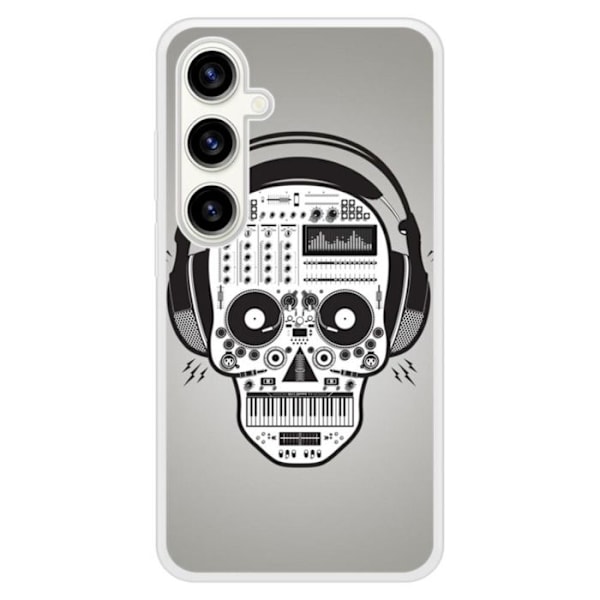 Siliconförstärkt skyddsomslag med tryck som är kompatibelt med Samsung Galaxy S23 FE Skull Music Transparent