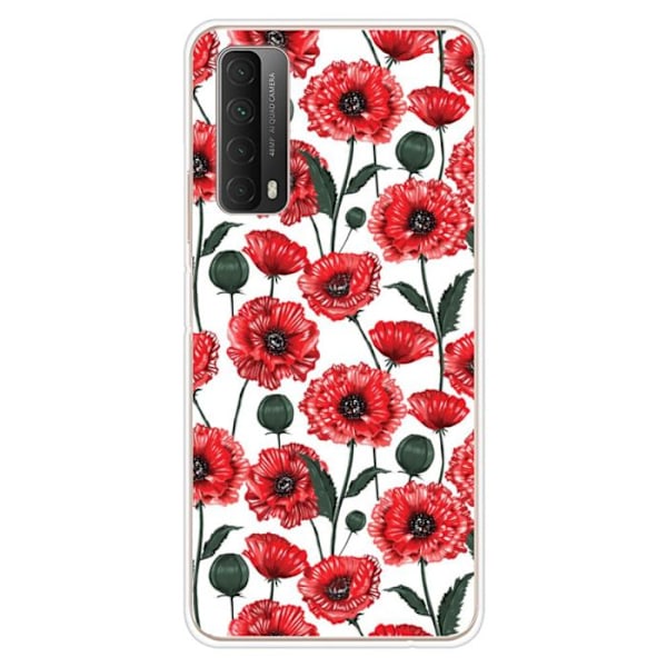 Tryckt silikonfodral som är kompatibelt med Huawei P Smart 2021 Poppy Flowers Transparent