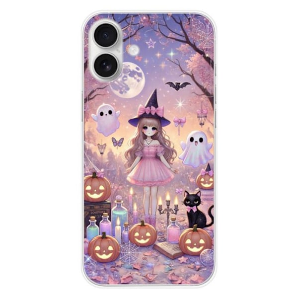 "Tryckta silikonfodral - 1001 fodral - iPhone 16 Plus - Flera färger - Halloweenmönster - Optimal skydd" Flerfärgad