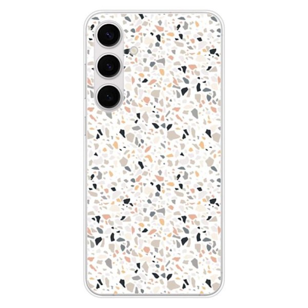 Tryckt silikonfodral som är kompatibelt med Samsung Galaxy S24 FE Terrazzo färg Transparent