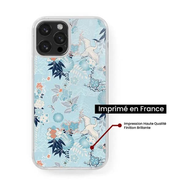 Förstärkt silikonfodral med tryck kompatibelt med Apple iPhone 14 Plus Kimono Transparent